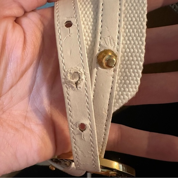 Lauren Ralph Lauren White & Gold Waist Belt Old Money Preppy Nautical Women 35" - Picture 9 of 9